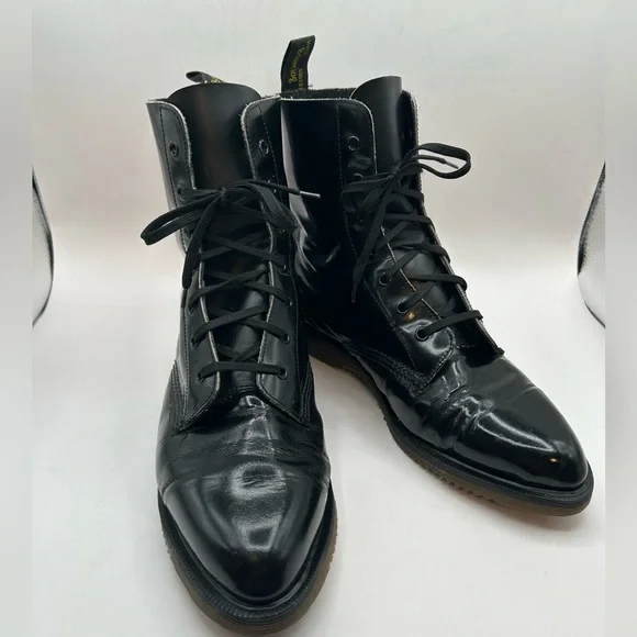 RARE VINTAGE DR. Marten Pointed Toe Black Leather 7 Eye Boot Made in England M8 - Picture 8 of 16